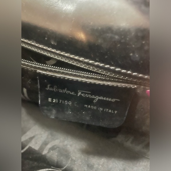 Ferragamo Vintage Y2K Rectangular Black Leather Trim Shoulder Bag - Picture 10 of 14